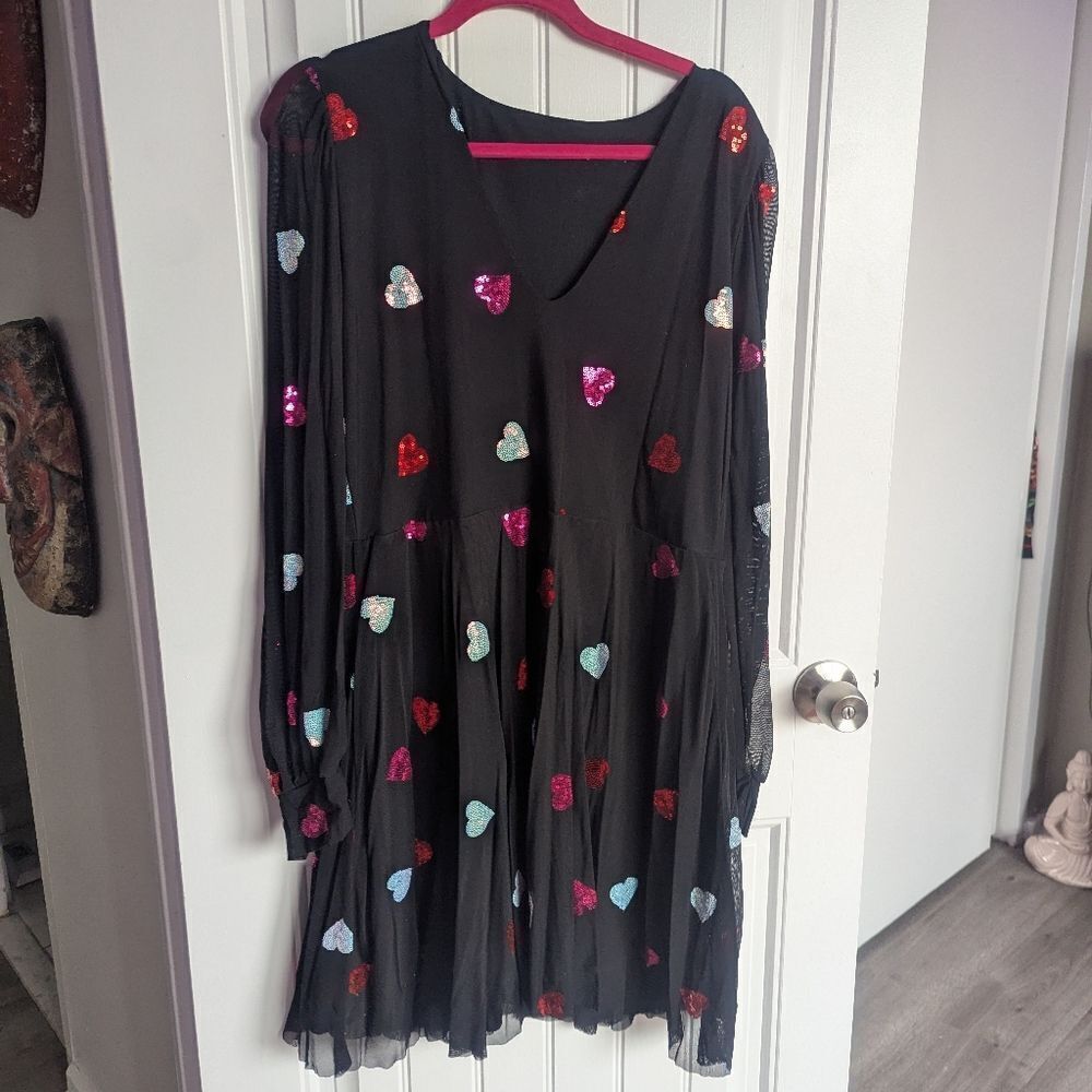 Blackmilk - XXL I Heart Sequins Black Sheer Romance Dress